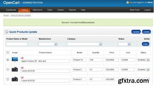 Quick Products Update v2.0 - Extension for OpenCart v1.5.x.x , 1.4.x.x