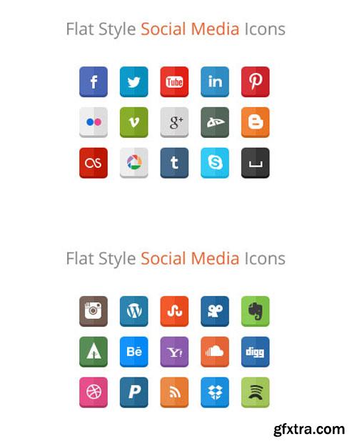 WeGraphics - 30 Flat Style Social Media Icons