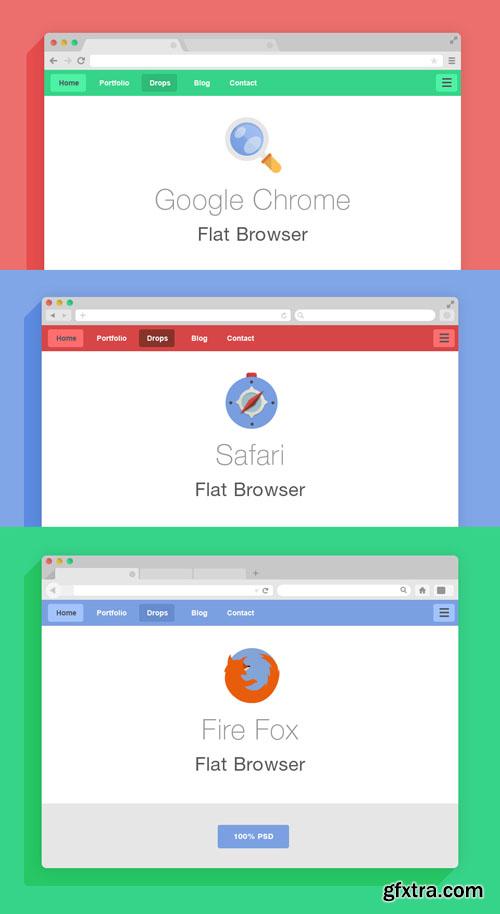 Pixeden - Flat Psd Browsers Set