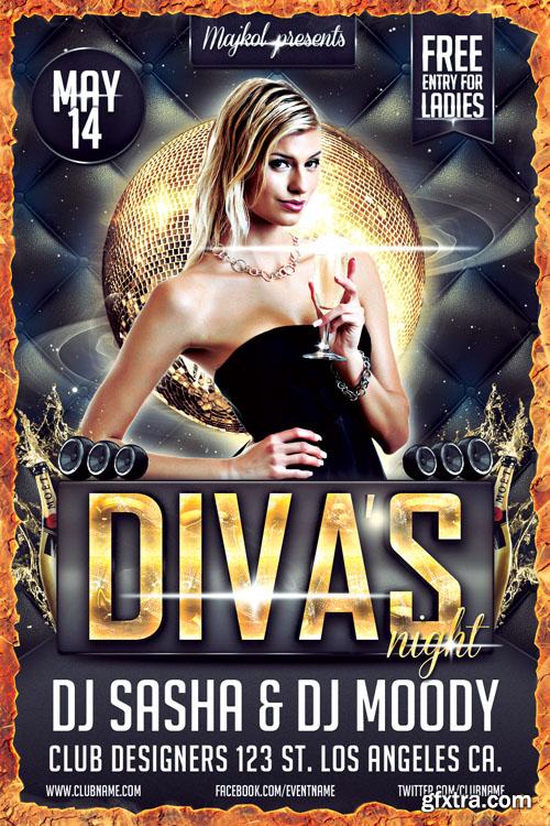 Diva's Night Party Flyer/Poster PSD Template