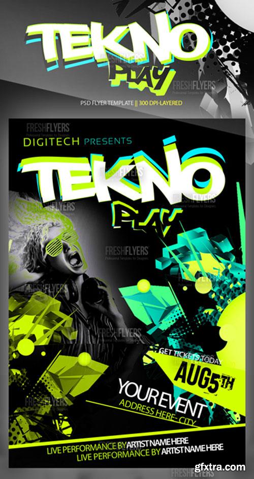 Tekno Play Flyer/Poster PSD Template