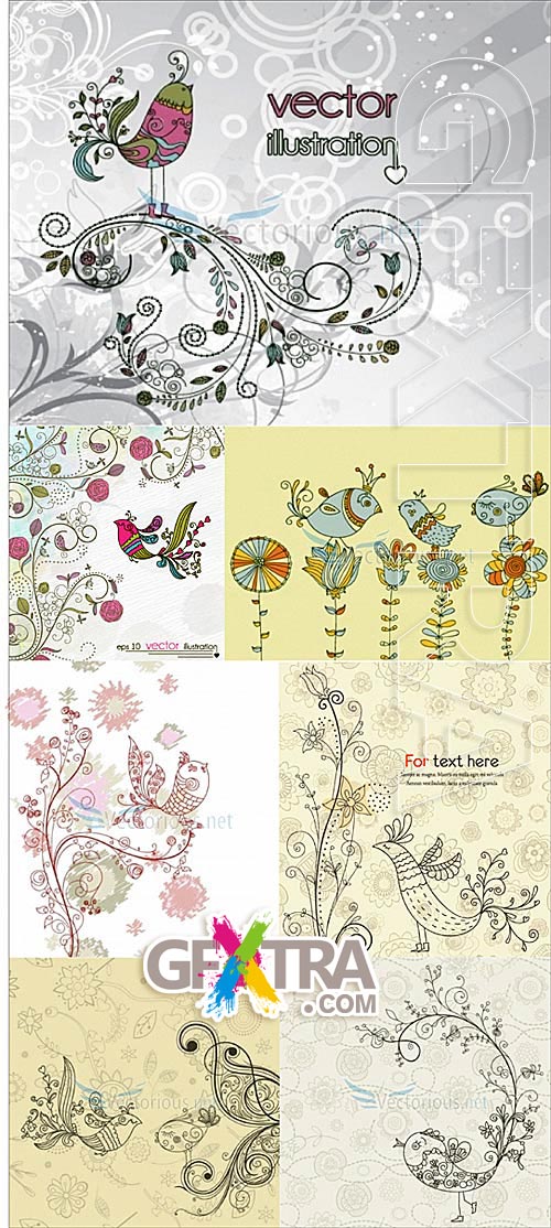 Decorative backgrounds with birds