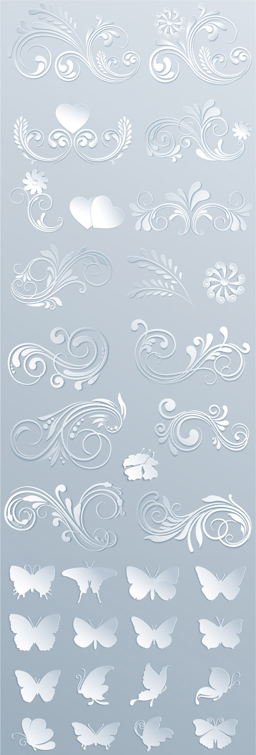 Abstract 3D Floral Vector Set