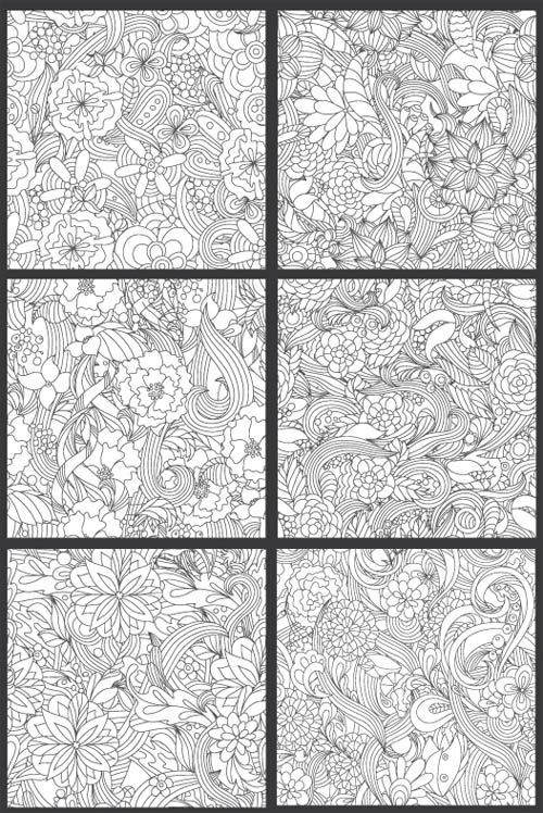 Seamless Vector Patterns Floral Chaos Set 59