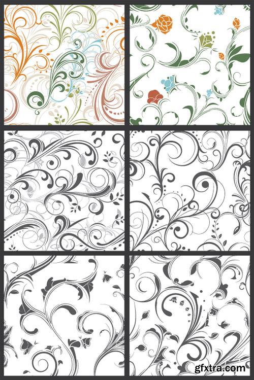 Seamless Vector Patterns Floral Chaos Set 64