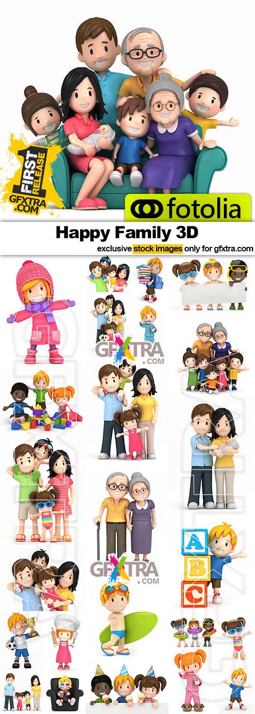 Happy Family 3D - 25x JPEGs