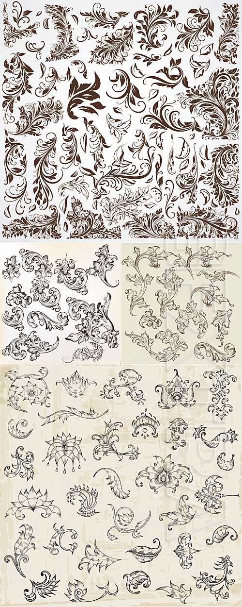 Floral calligraphic decorative elements