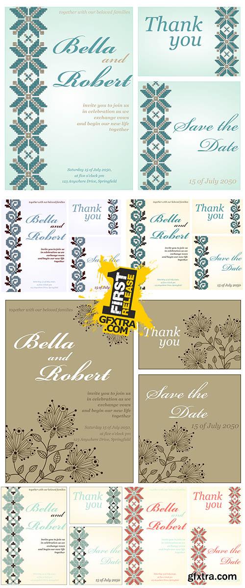 Stock: Set of wedding or invitation card