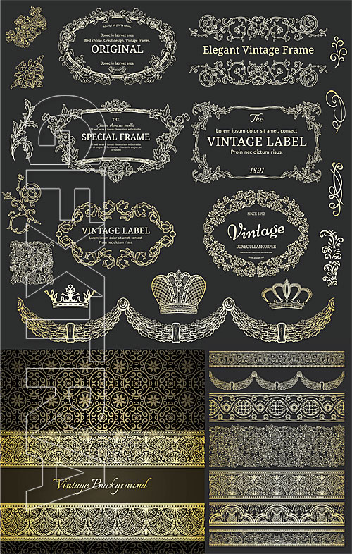 Golden design elements in retro style