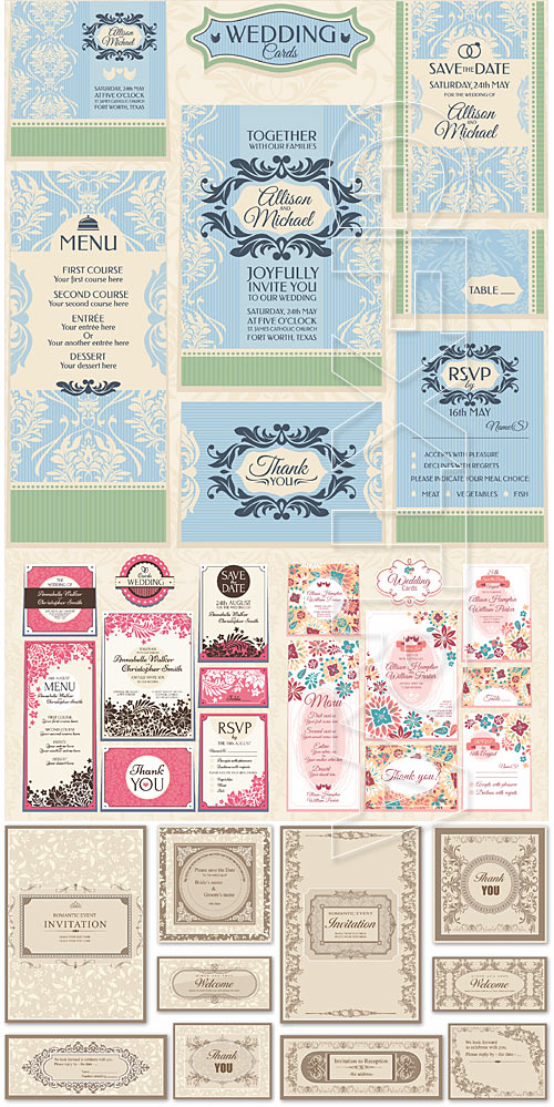 Vintage invitation cards