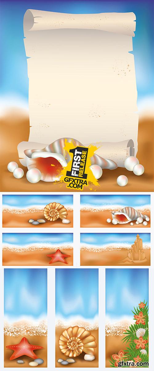 Stock: Set summer beach banners