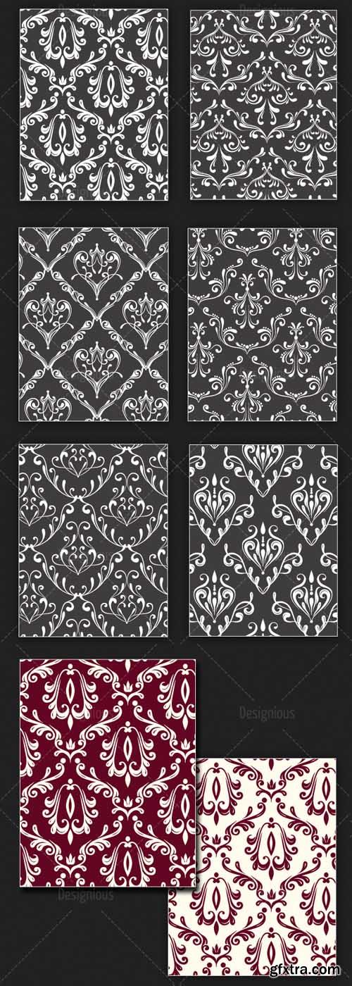 Damask Seamless Patterns Vector Pack 124