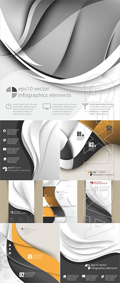 Wavy abstract infographics backgrounds