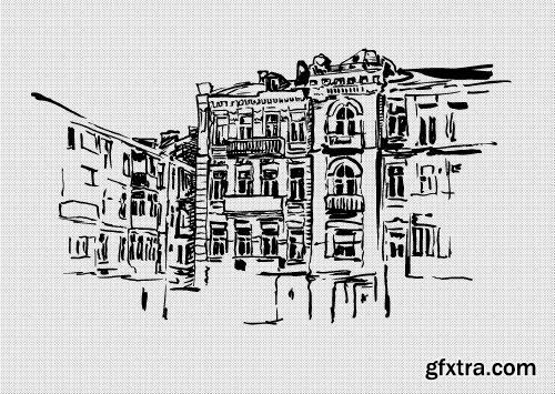 Sketch's of city - Shutterstock 28xEPS