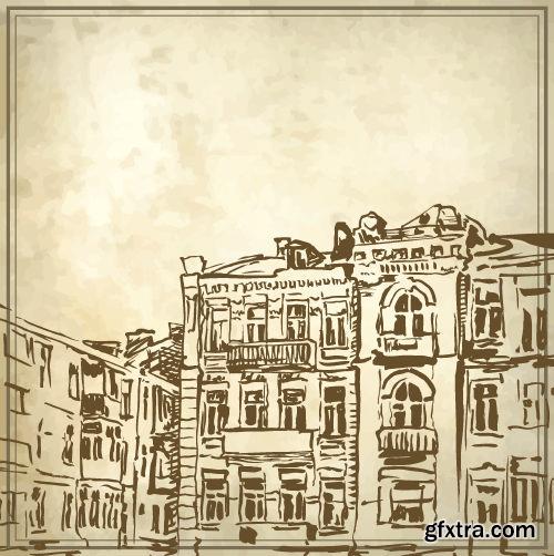 Sketch's of city - Shutterstock 28xEPS