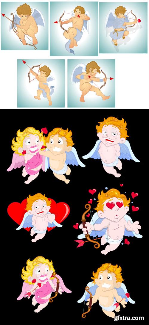 Valentine Cupid Characters Vector Set 2