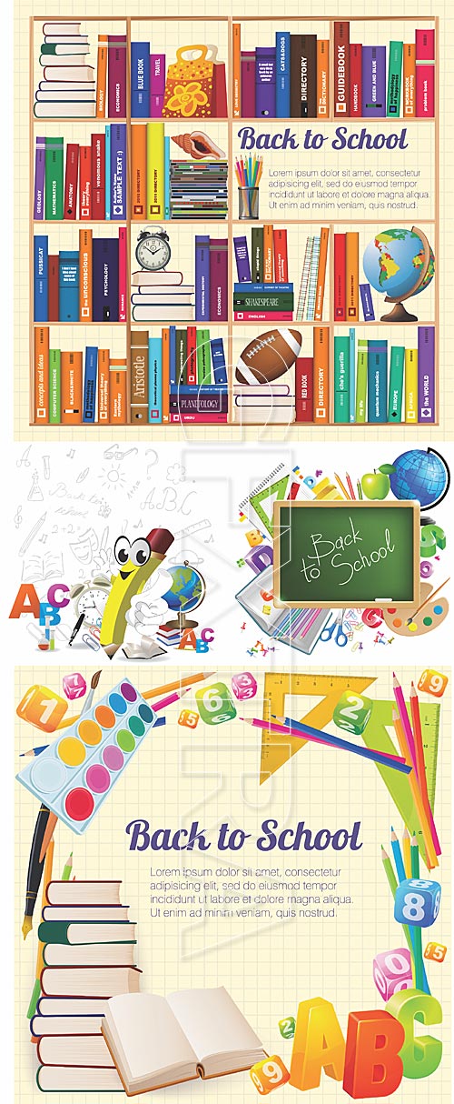 Back to school - vector backgrounds