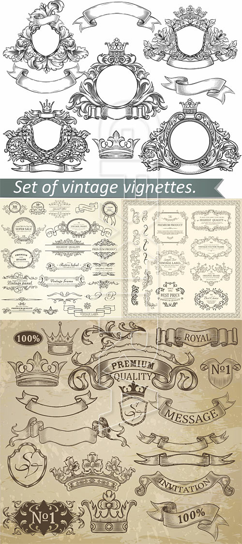 Set of vintage elements