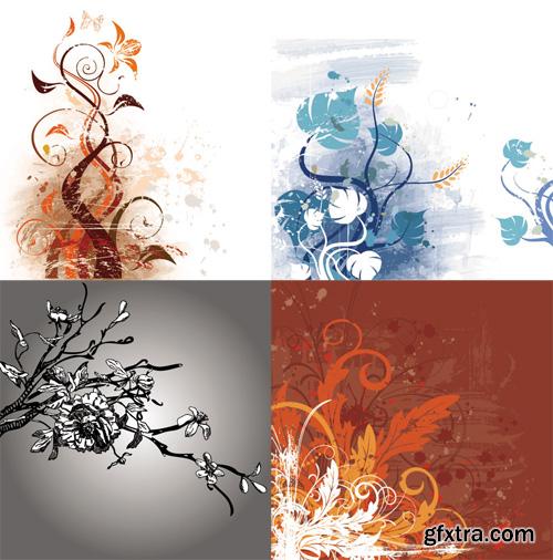 Vector Grunge Floral Backgrounds