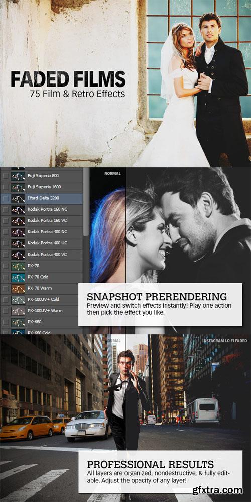 Faded Films - 72 Film Retro Effect PS Actions
