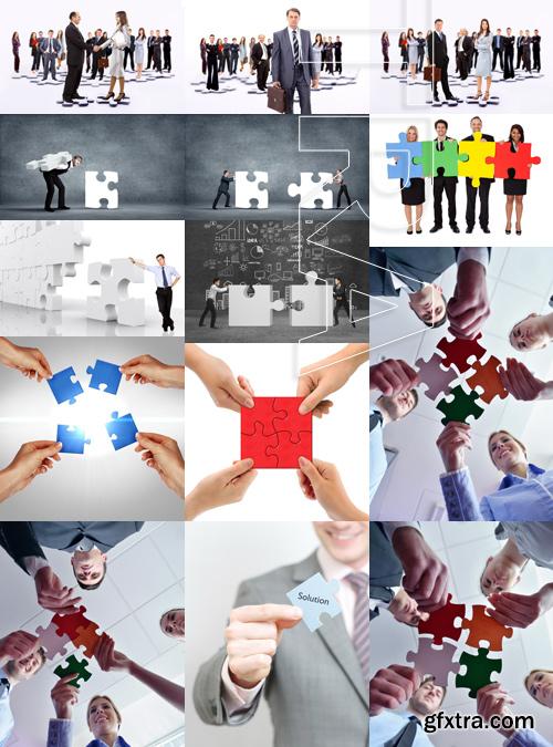 Amazing SS - Business people assembling puzzle, 25xJPGs