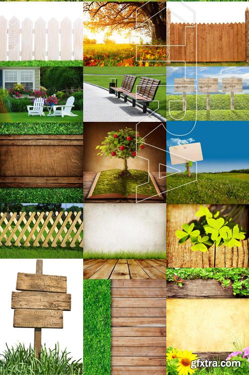 Amazing SS - Grass on wood floor background, 25xJPGs