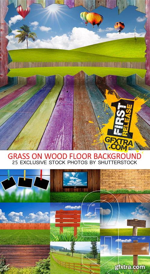 Amazing SS - Grass on wood floor background, 25xJPGs