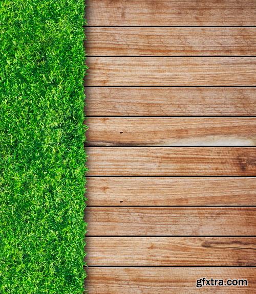 Amazing SS - Grass on wood floor background, 25xJPGs