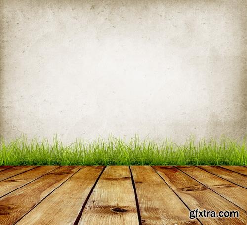 Amazing SS - Grass on wood floor background, 25xJPGs