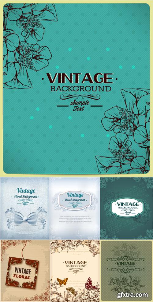 Vintage Floral Vector llystrations Set 1