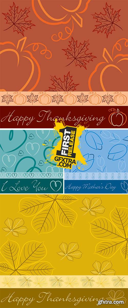 Stock: Hand drawn fall leaf Thanksgiving card