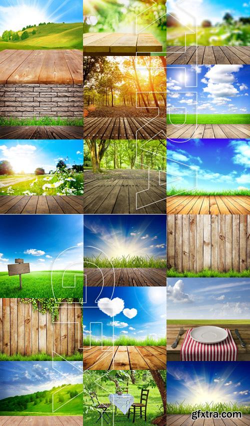 Amazing SS - Grass on wood floor background 2, 25xJPGs