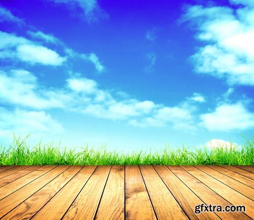 Amazing SS - Grass on wood floor background 2, 25xJPGs