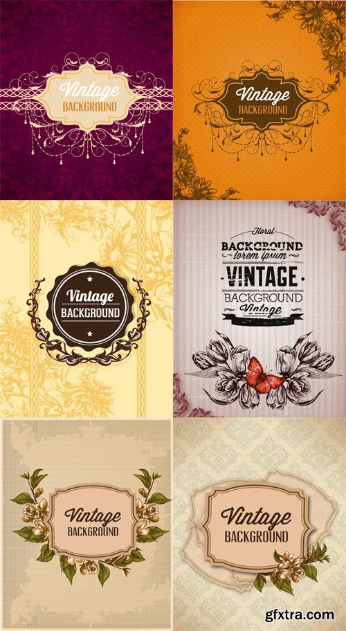 Vintage Floral Vector Illystrations Set 7