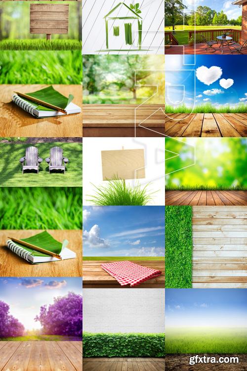 Amazing SS - Grass on wood floor background 3, 25xJPGs