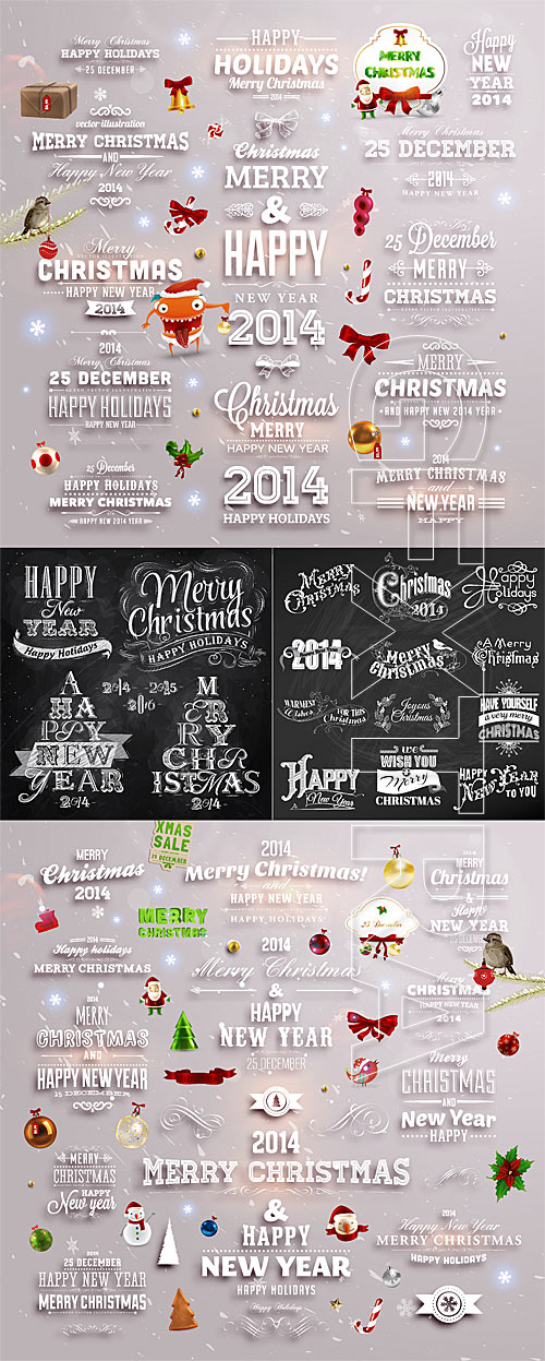 Calligraphic and typographic Christmas elements