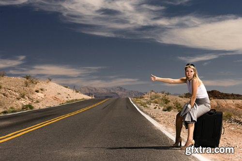 Stock Photo - Girl Stop Car