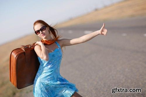 Stock Photo - Girl Stop Car