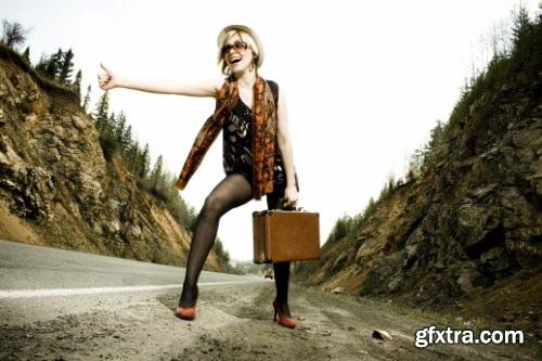 Stock Photo - Girl Stop Car