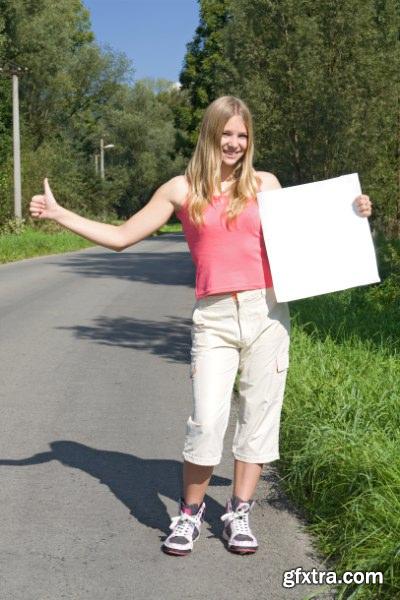 Stock Photo - Girl Stop Car