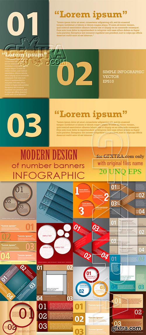 Modern design of number banner infographic, 20xEPS