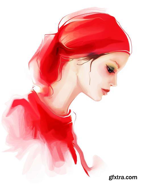 Illustrated Fashion Woman, 25xJPG Paintings