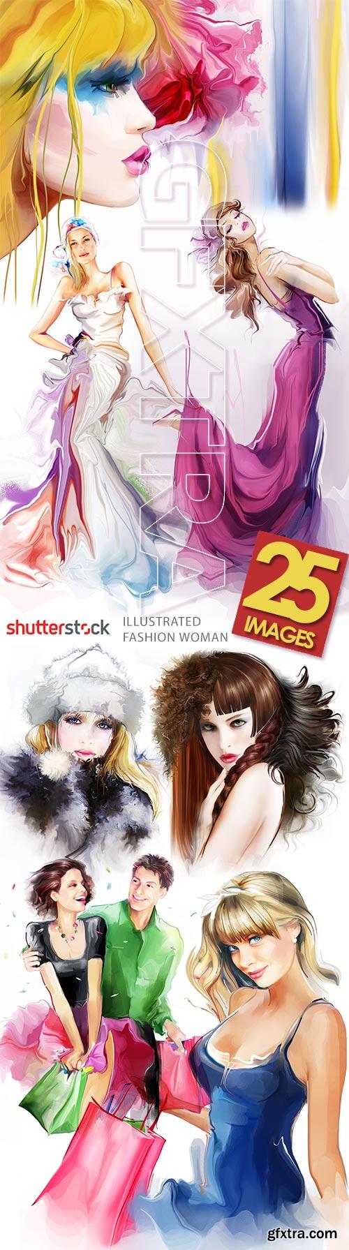 Illustrated Fashion Woman, 25xJPG Paintings