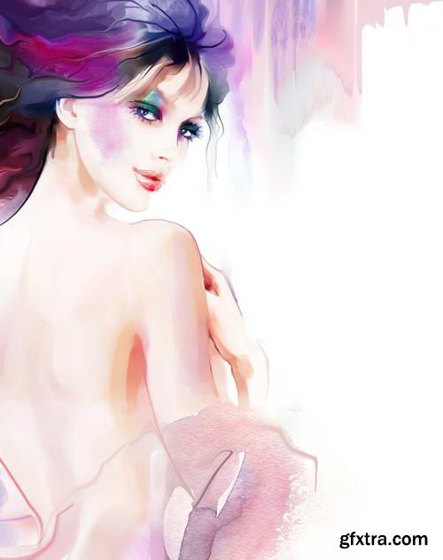 Illustrated Fashion Woman, 25xJPG Paintings