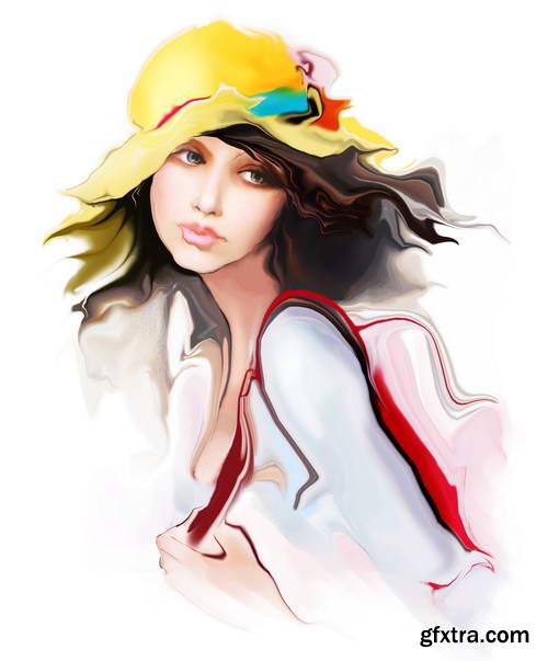 Illustrated Fashion Woman, 25xJPG Paintings