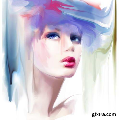 Illustrated Fashion Woman, 25xJPG Paintings