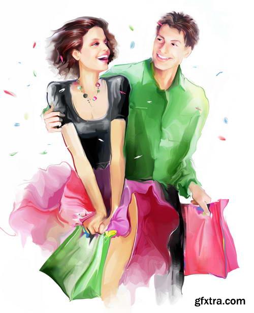 Illustrated Fashion Woman, 25xJPG Paintings