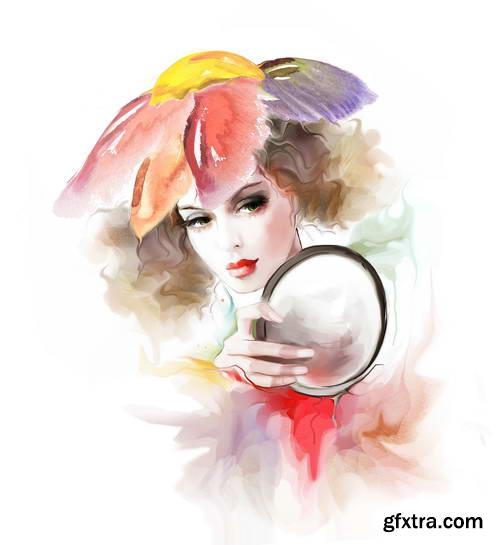 Illustrated Fashion Woman, 25xJPG Paintings