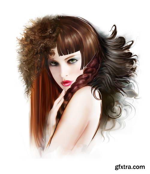 Illustrated Fashion Woman, 25xJPG Paintings