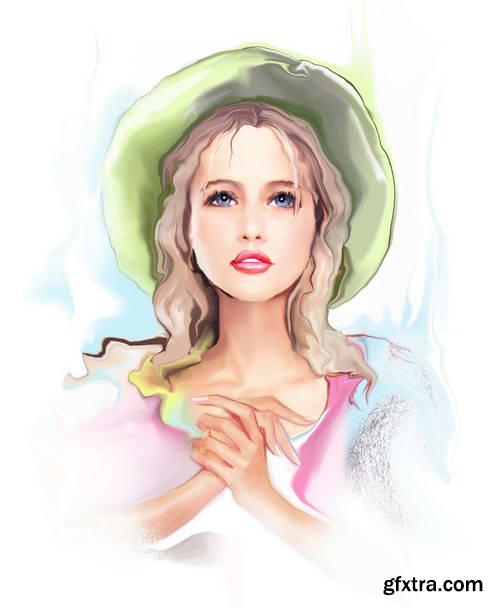 Illustrated Fashion Woman II, 25xJPG Paintings